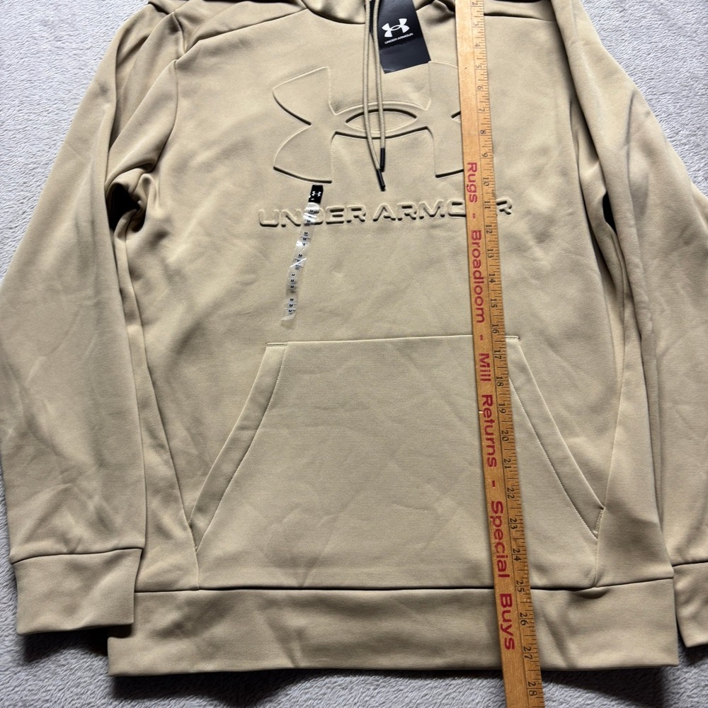 Under Armour Hoodie Mens Medium UA Armour Fleece Graphic HD Tan Logo NEW - Picture 7 of 7
